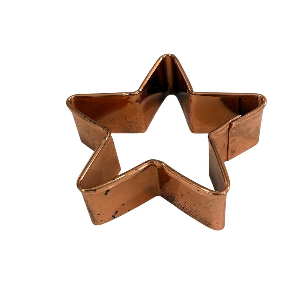 Vintage Copper Star Cookie Cutter Heavy Duty Rolled Edge 4” Baking